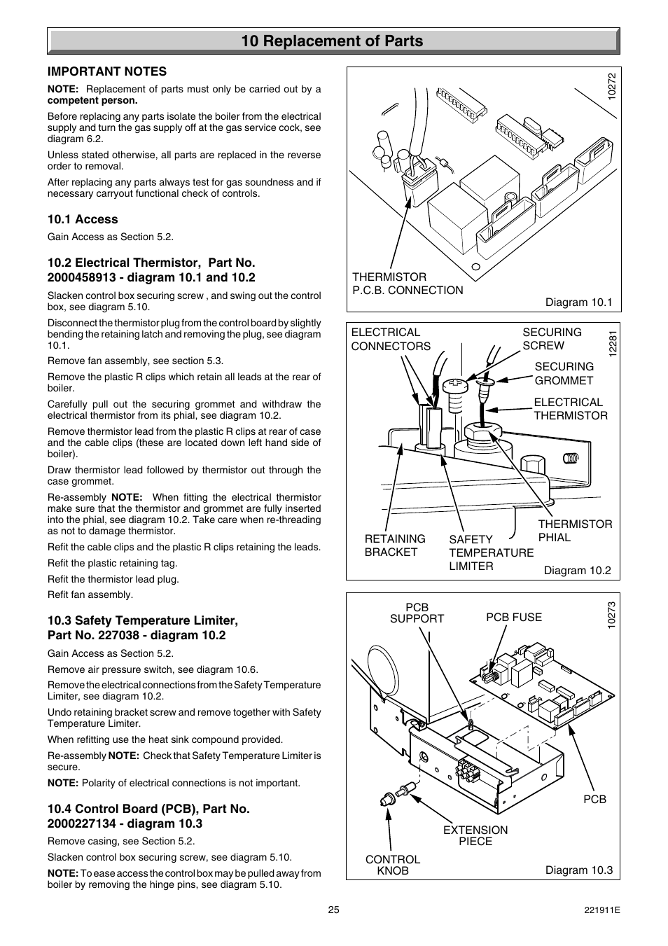 10 replacement of parts | Glow-worm Micron 40FF User Manual | Page 25 / 28