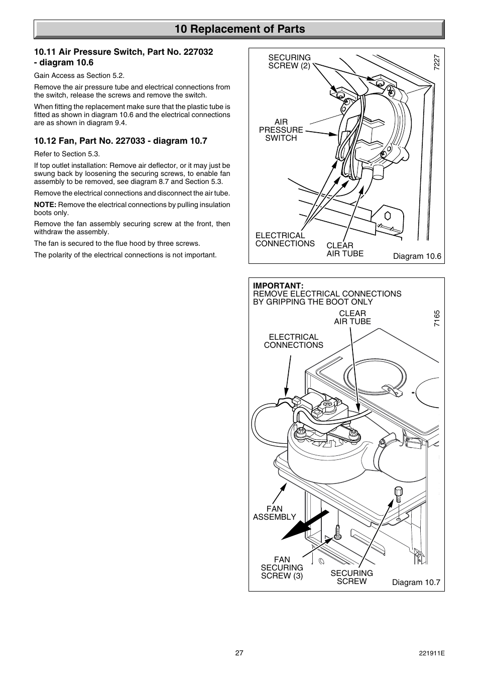 10 replacement of parts | Glow-worm Micron 40FF User Manual | Page 27 / 28