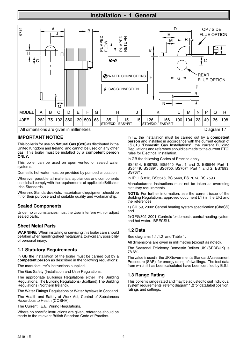 Installation - 1 general | Glow-worm Micron 40FF User Manual | Page 4 / 28