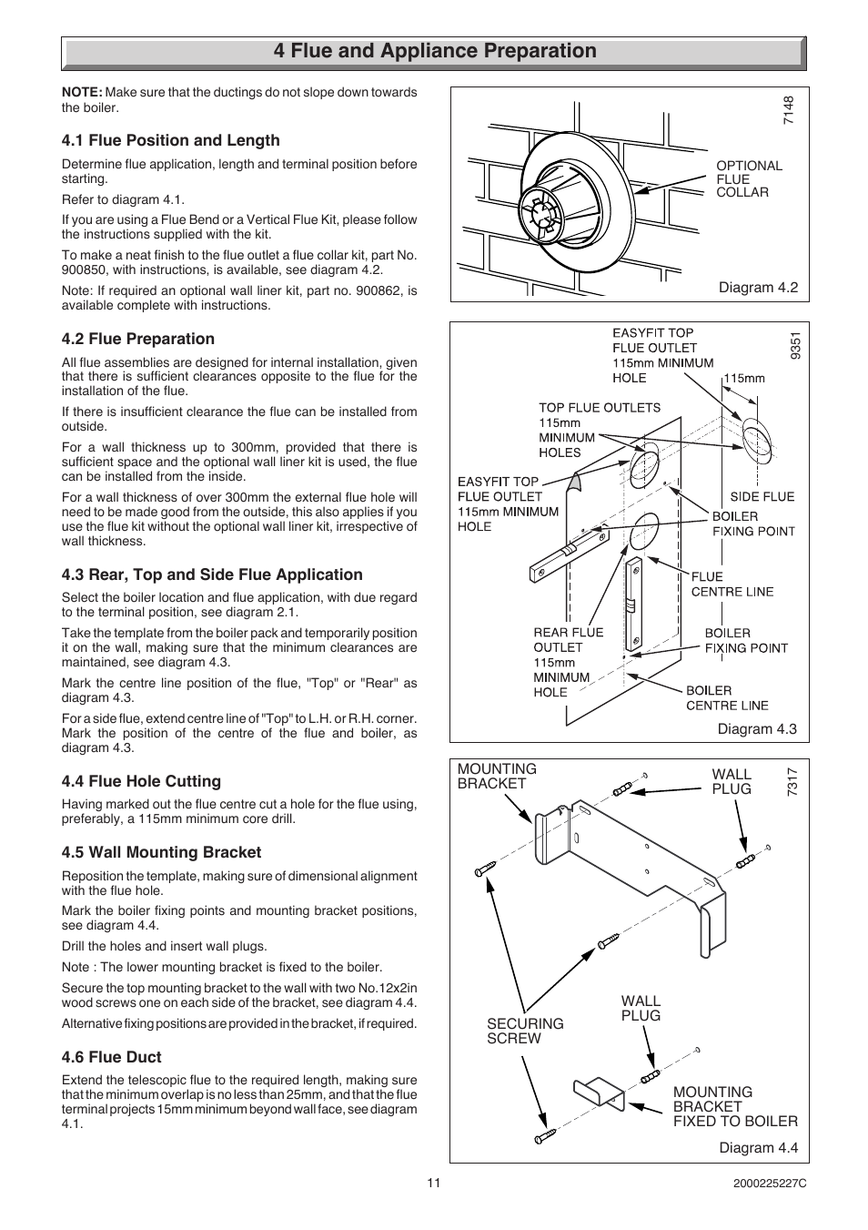 4 flue and appliance preparation | Glow-worm Micron 50FF User Manual | Page 11 / 28