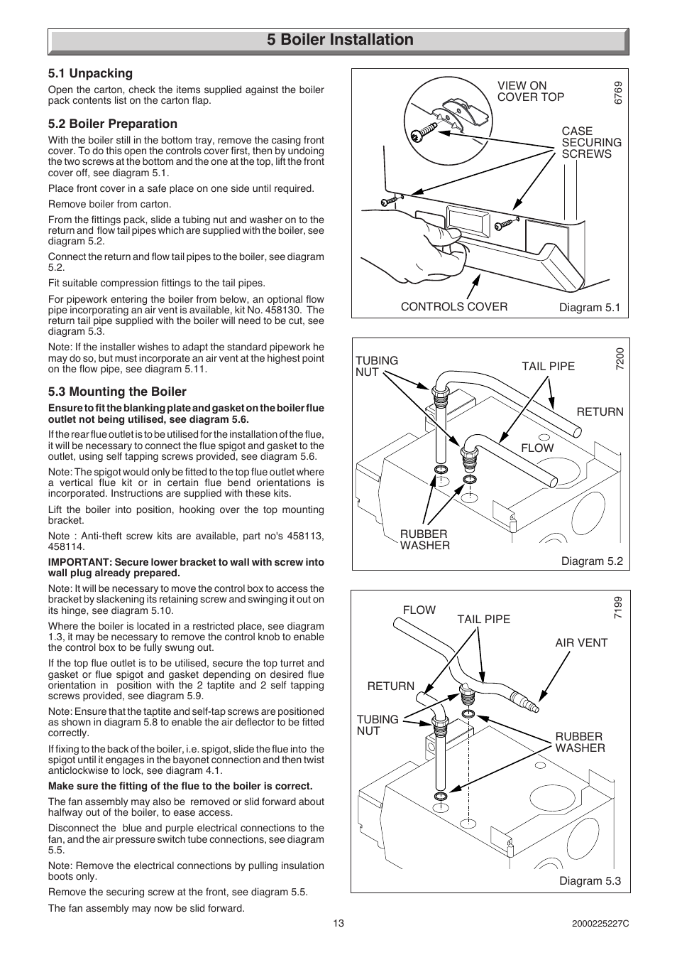 5 boiler installation | Glow-worm Micron 50FF User Manual | Page 13 / 28