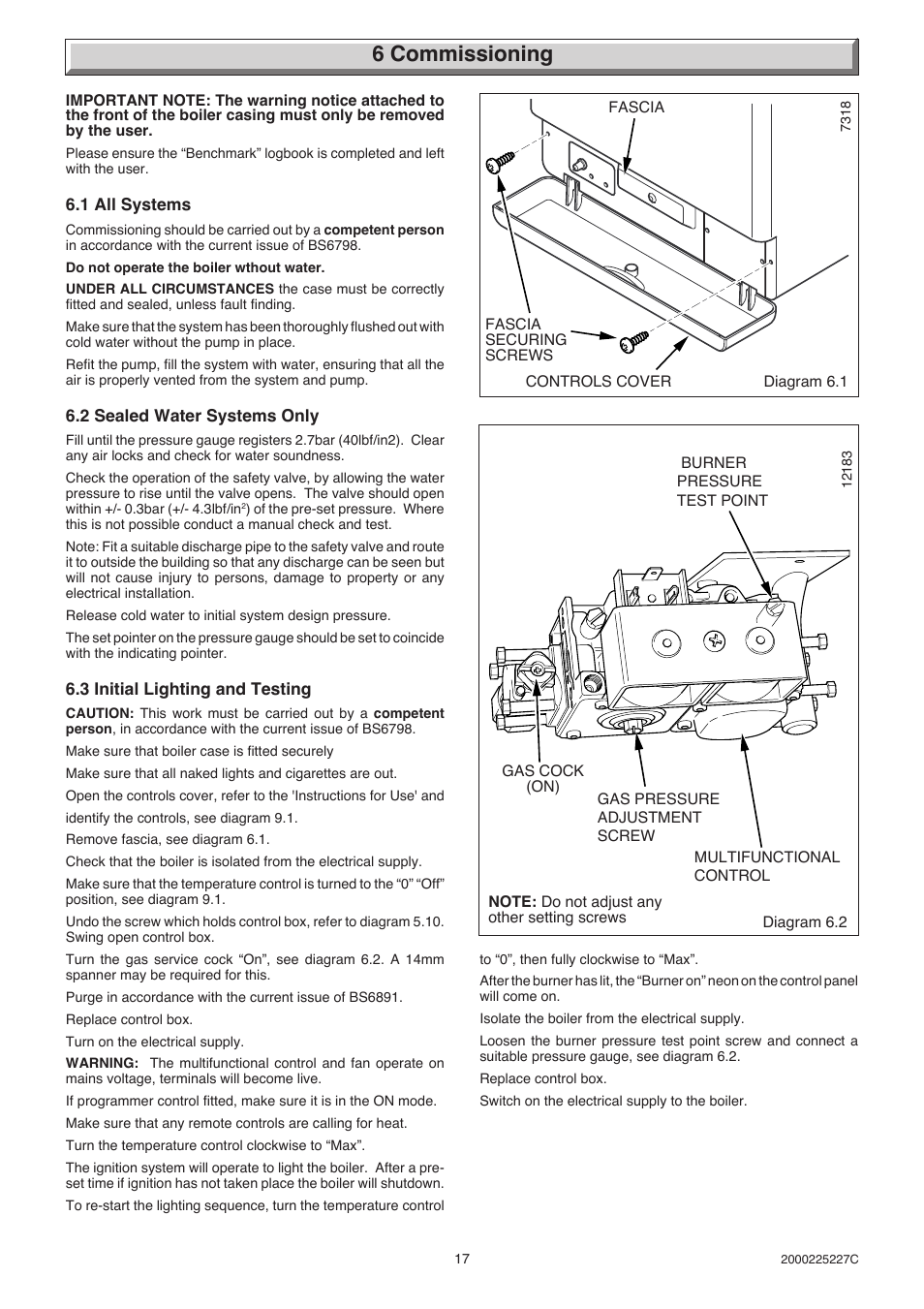 6 commissioning | Glow-worm Micron 50FF User Manual | Page 17 / 28