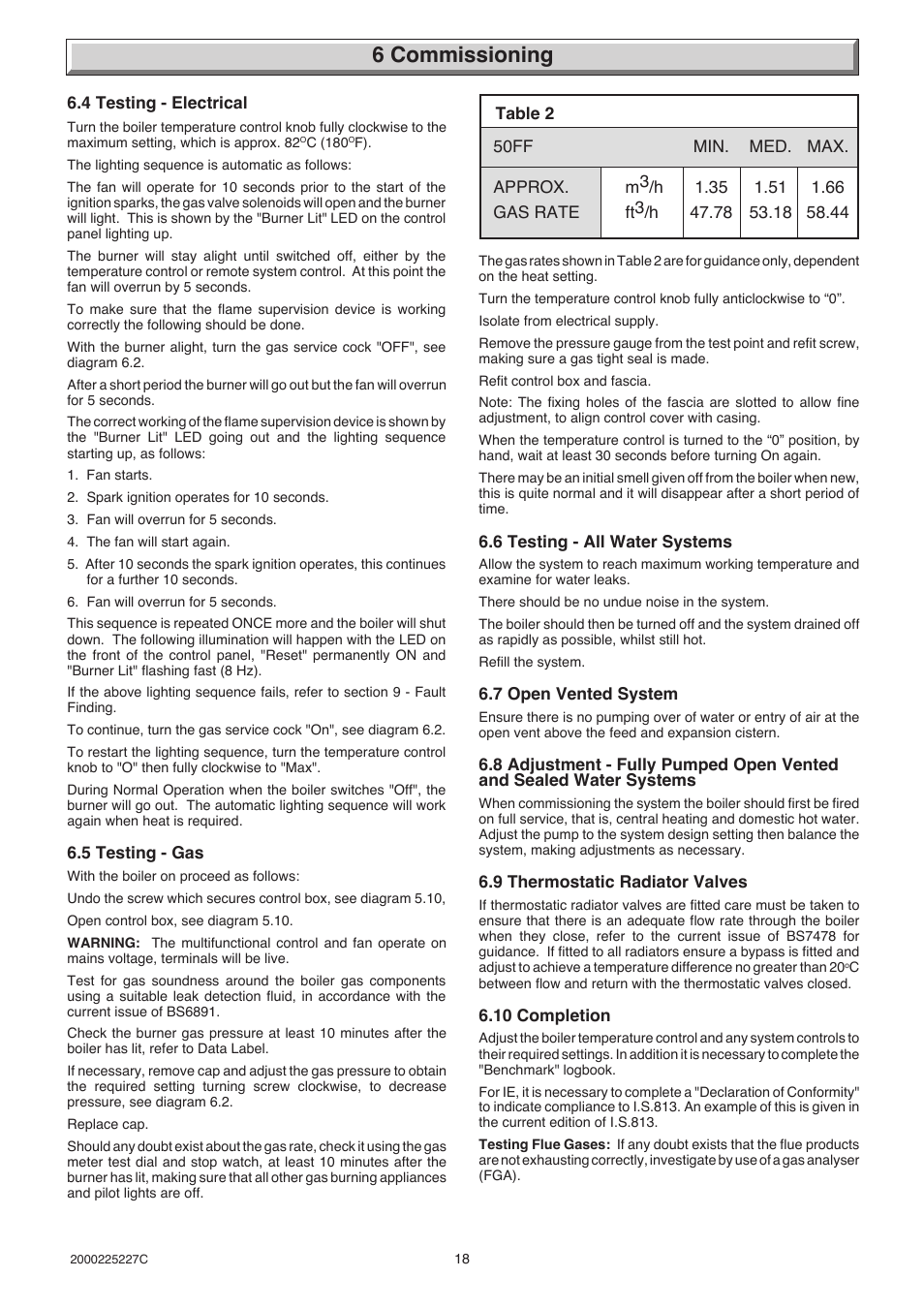 6 commissioning | Glow-worm Micron 50FF User Manual | Page 18 / 28