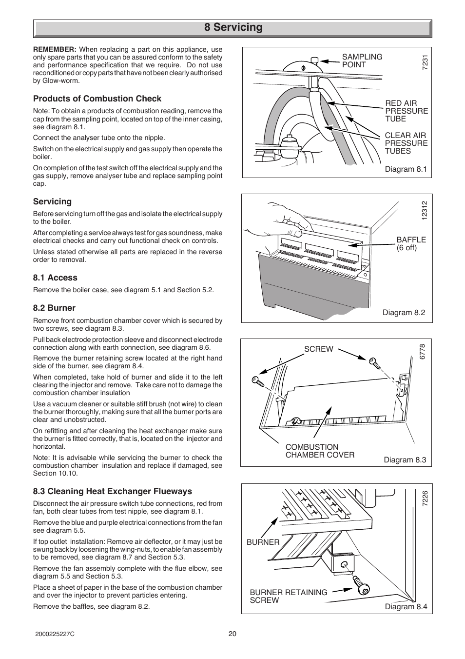 8 servicing | Glow-worm Micron 50FF User Manual | Page 20 / 28