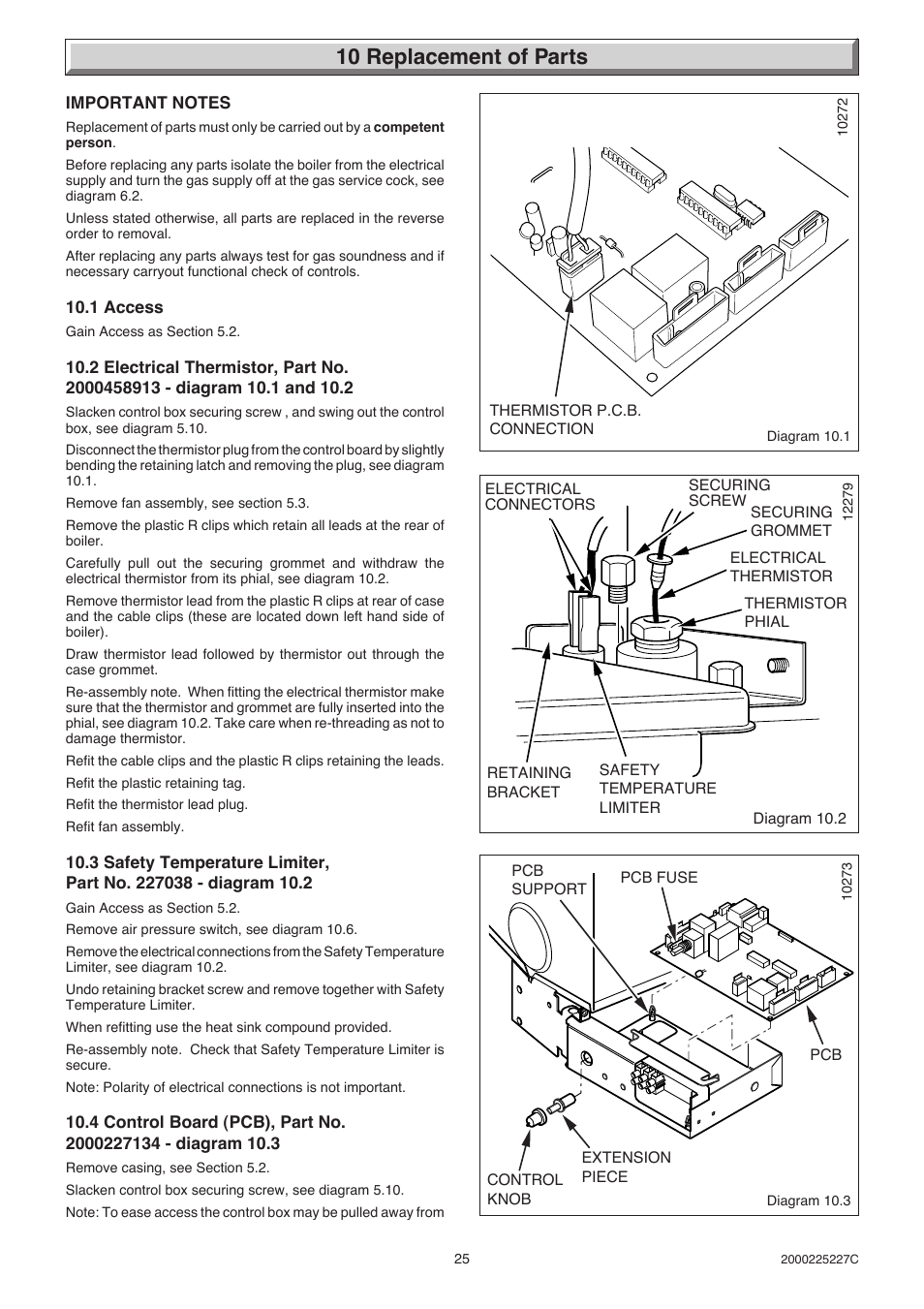 10 replacement of parts | Glow-worm Micron 50FF User Manual | Page 25 / 28