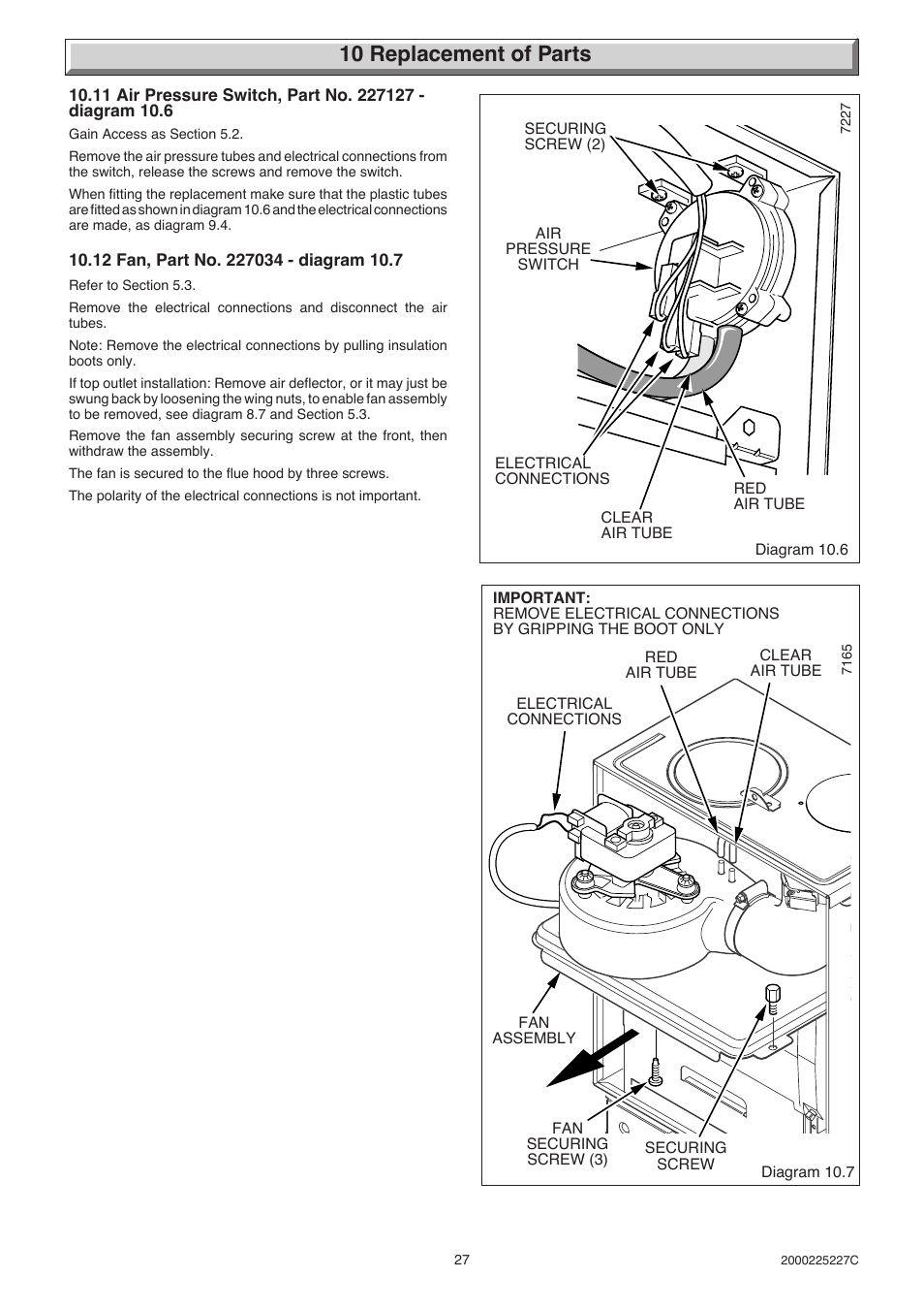 10 replacement of parts | Glow-worm Micron 50FF User Manual | Page 27 / 28