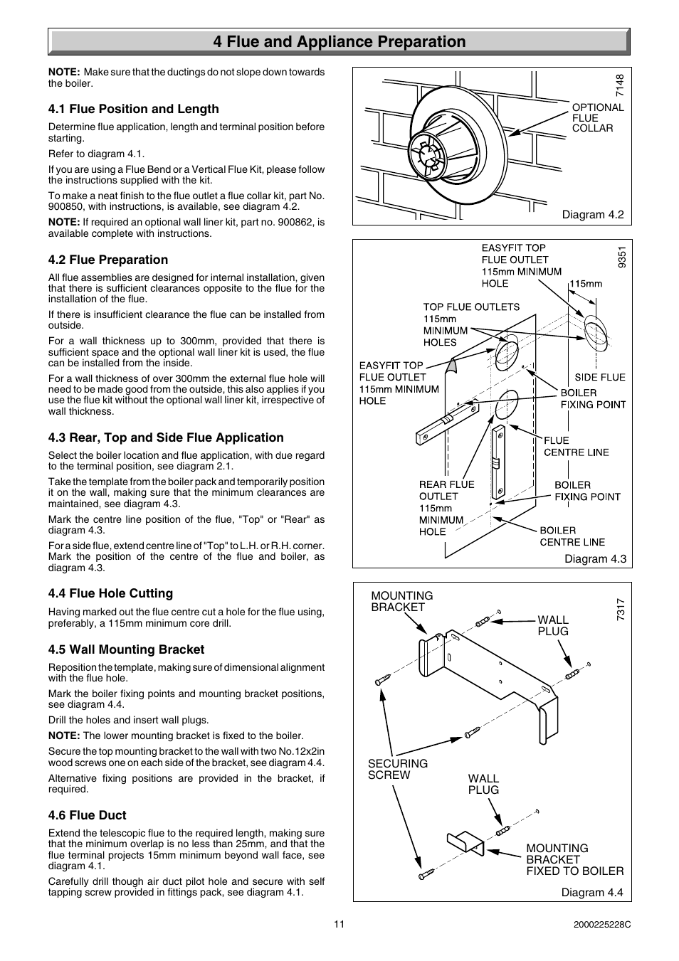 4 flue and appliance preparation | Glow-worm Micron 60FF User Manual | Page 11 / 28