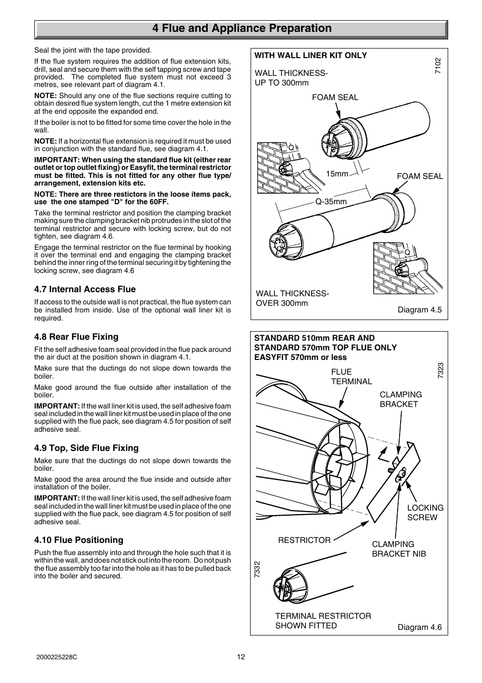 4 flue and appliance preparation | Glow-worm Micron 60FF User Manual | Page 12 / 28