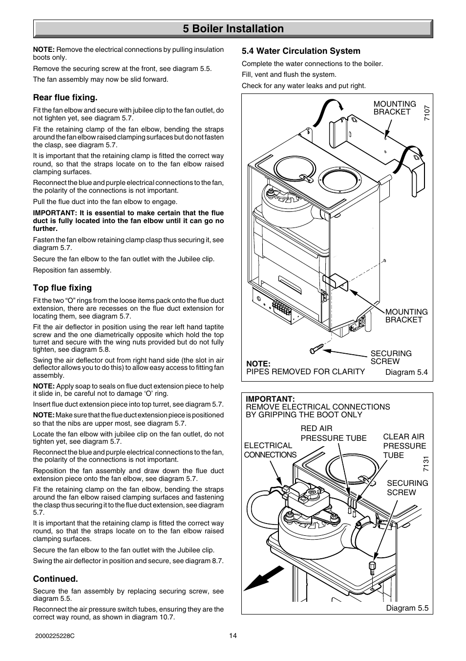 5 boiler installation | Glow-worm Micron 60FF User Manual | Page 14 / 28