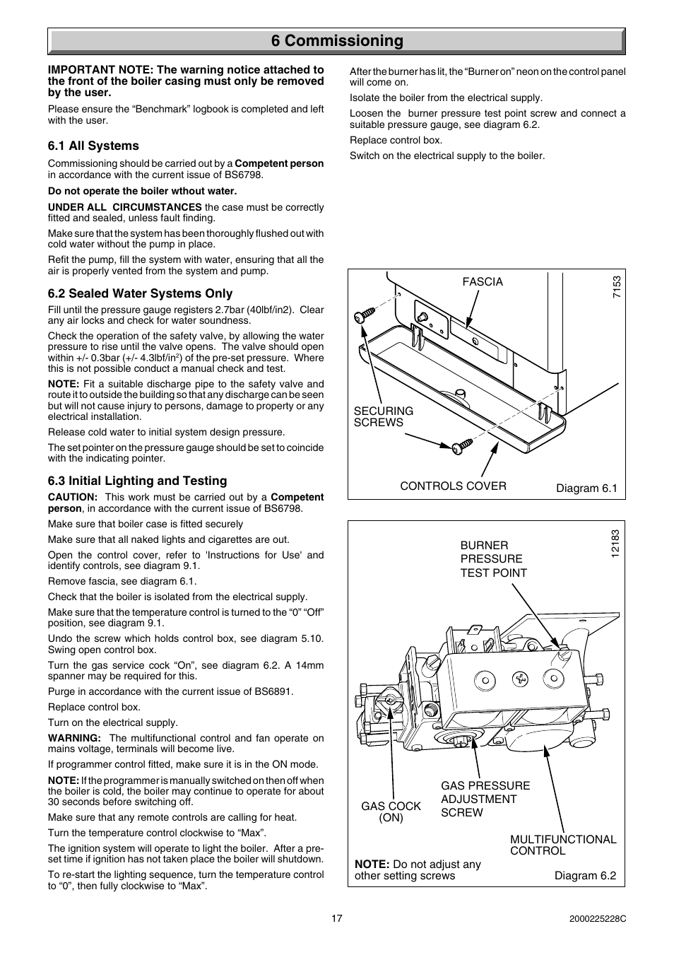 6 commissioning | Glow-worm Micron 60FF User Manual | Page 17 / 28