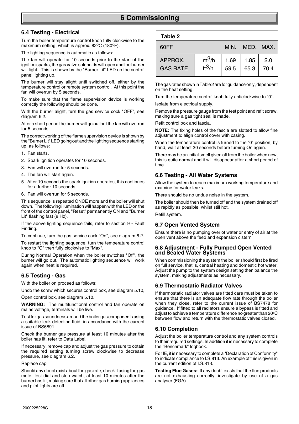6 commissioning | Glow-worm Micron 60FF User Manual | Page 18 / 28