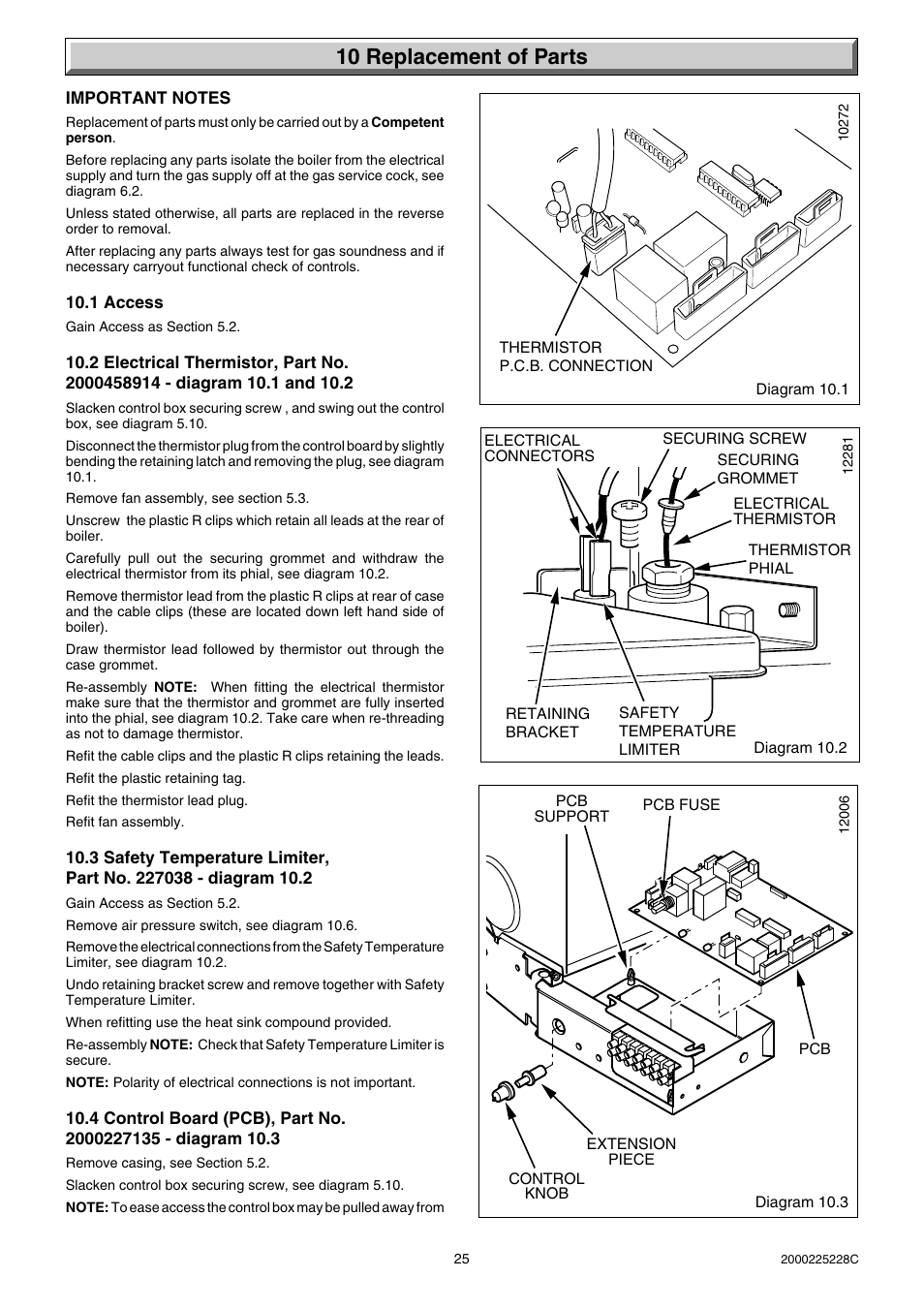 10 replacement of parts | Glow-worm Micron 60FF User Manual | Page 25 / 28