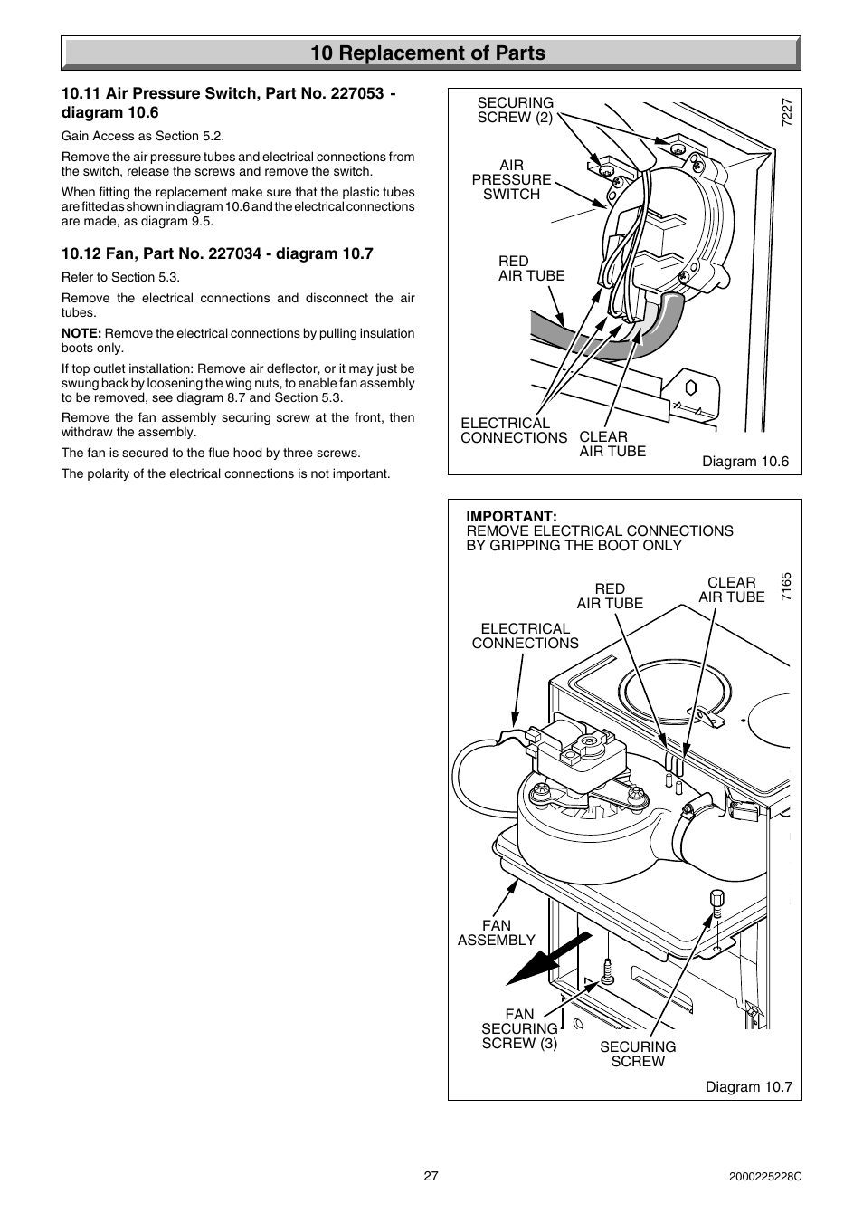 10 replacement of parts | Glow-worm Micron 60FF User Manual | Page 27 / 28