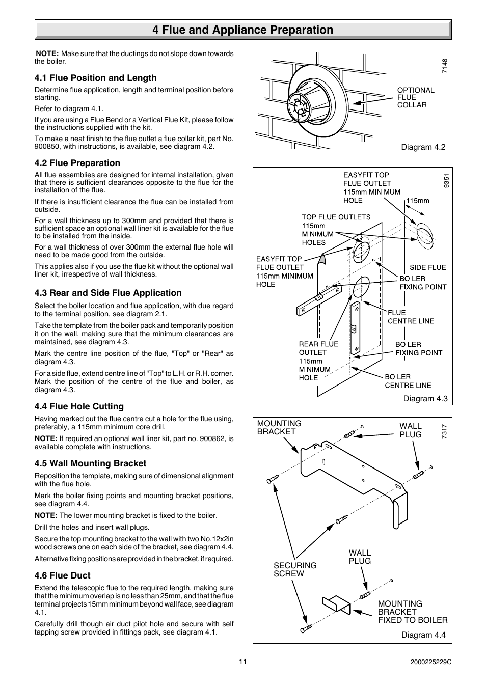 4 flue and appliance preparation | Glow-worm Micron 70FF User Manual | Page 11 / 28