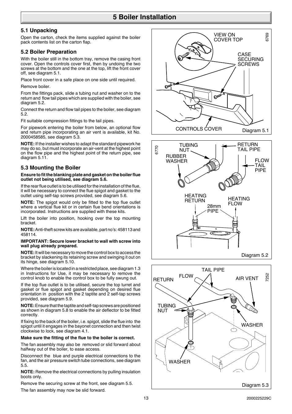 5 boiler installation | Glow-worm Micron 70FF User Manual | Page 13 / 28