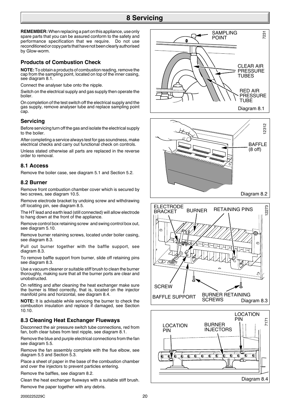 8 servicing | Glow-worm Micron 70FF User Manual | Page 20 / 28