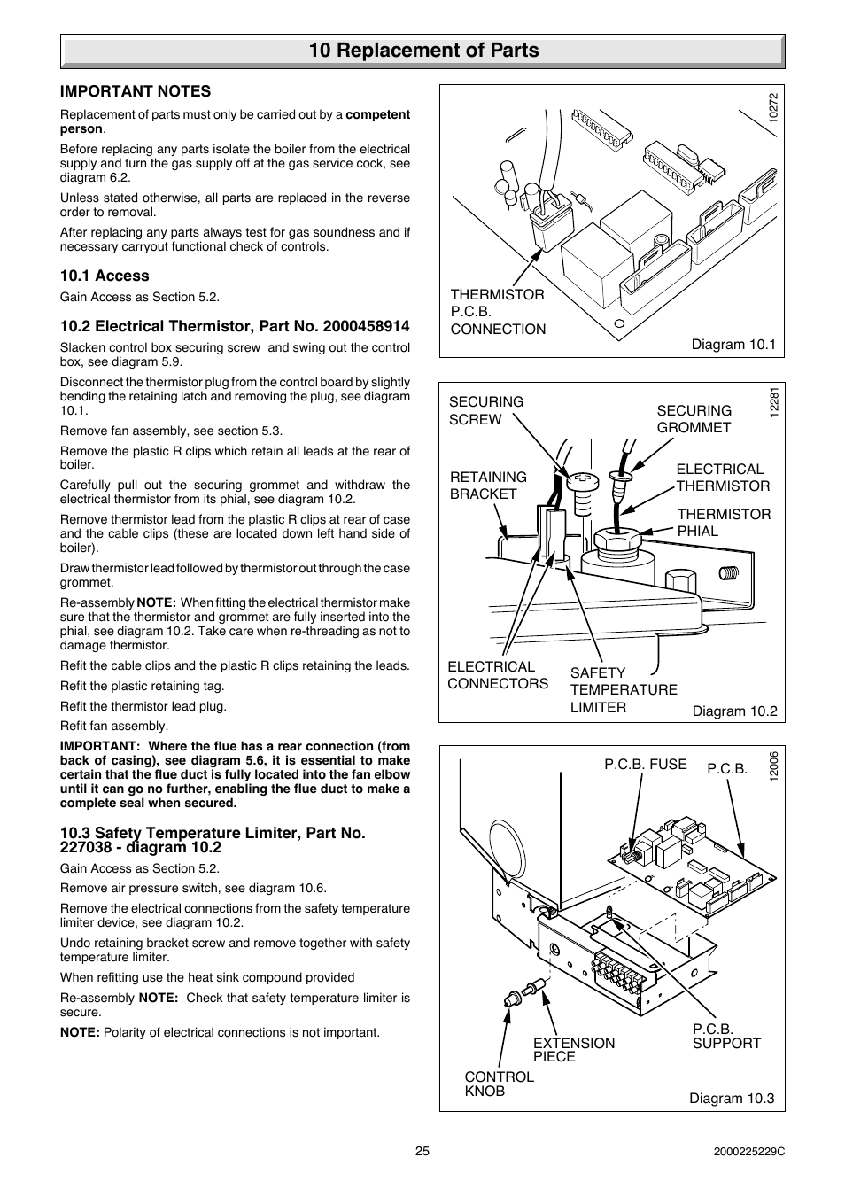 10 replacement of parts | Glow-worm Micron 70FF User Manual | Page 25 / 28