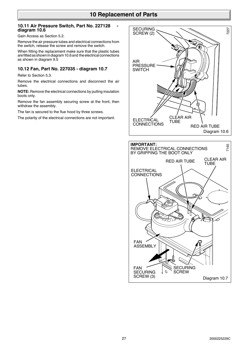 10 replacement of parts | Glow-worm Micron 70FF User Manual | Page 27 / 28