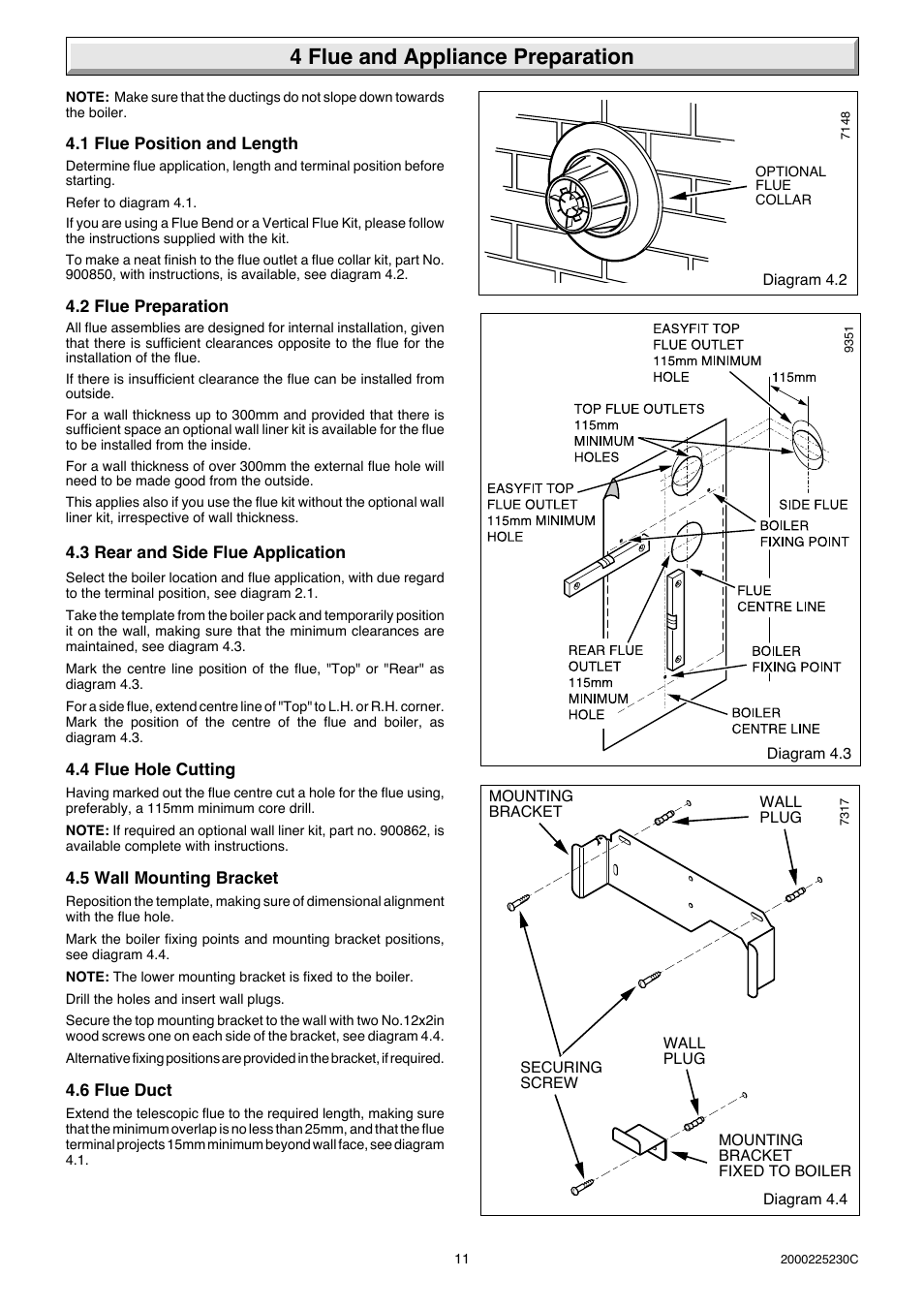 4 flue and appliance preparation | Glow-worm Micron 80FF User Manual | Page 11 / 28
