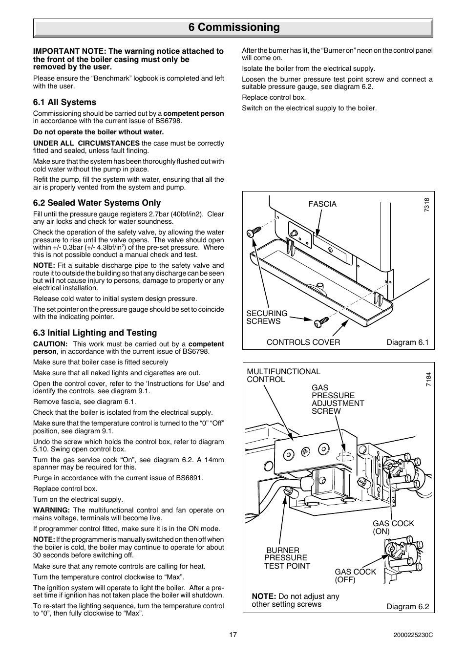 6 commissioning | Glow-worm Micron 80FF User Manual | Page 17 / 28
