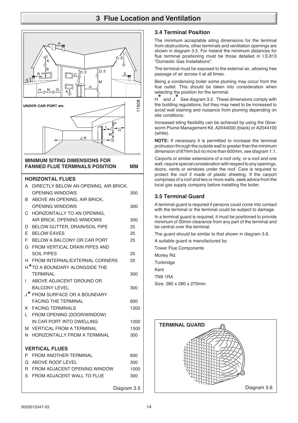 3 flue location and ventilation | Glow-worm sxi and Gas Valve User Manual | Page 14 / 52