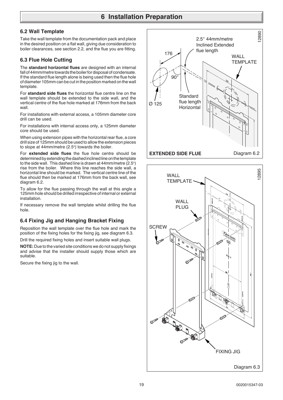 6 installation preparation | Glow-worm sxi and Gas Valve User Manual | Page 19 / 52