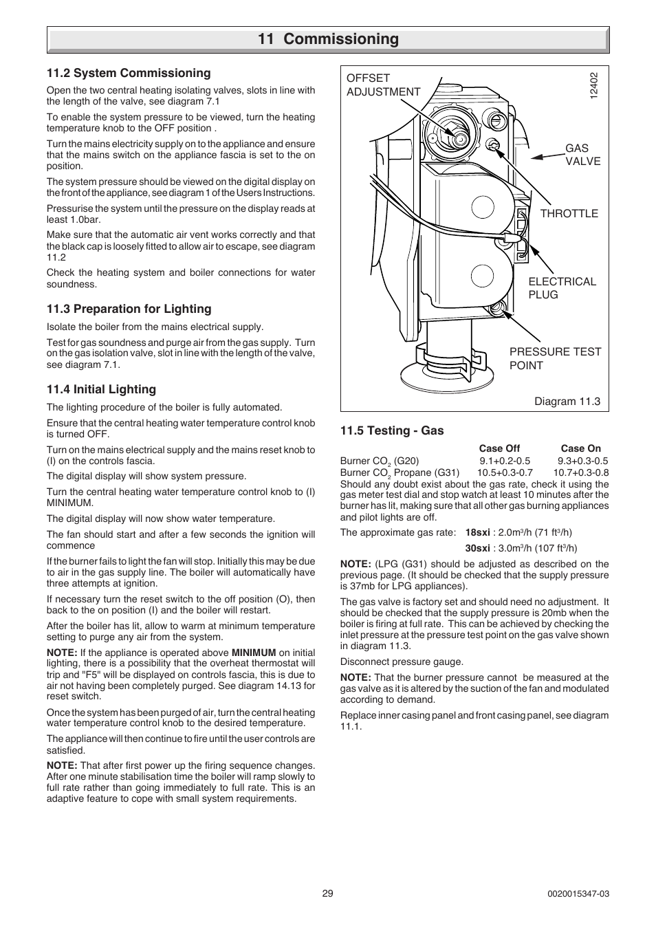 11 commissioning | Glow-worm sxi and Gas Valve User Manual | Page 29 / 52