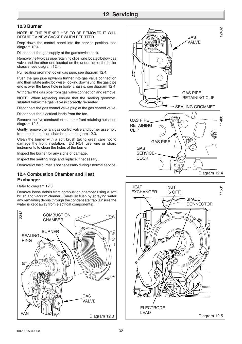 12 servicing | Glow-worm sxi and Gas Valve User Manual | Page 32 / 52