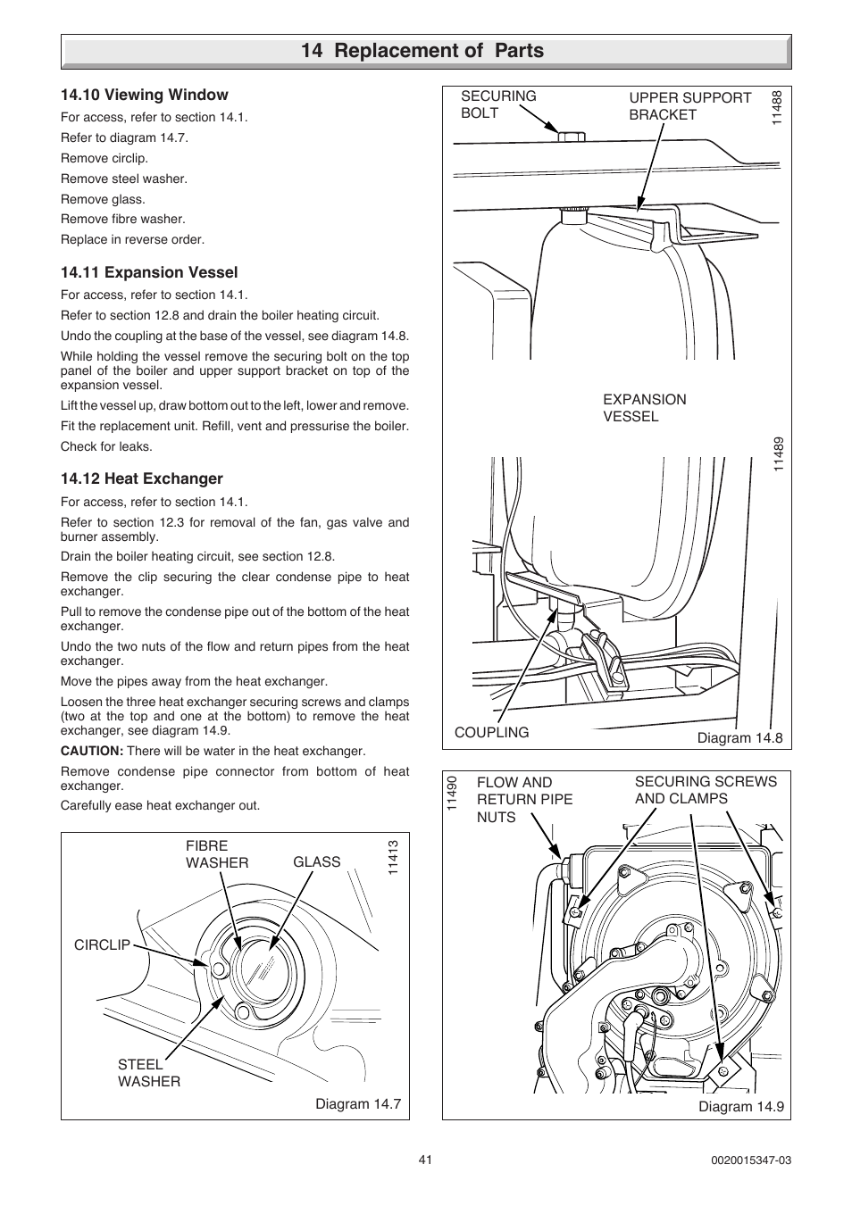 14 replacement of parts | Glow-worm sxi and Gas Valve User Manual | Page 41 / 52