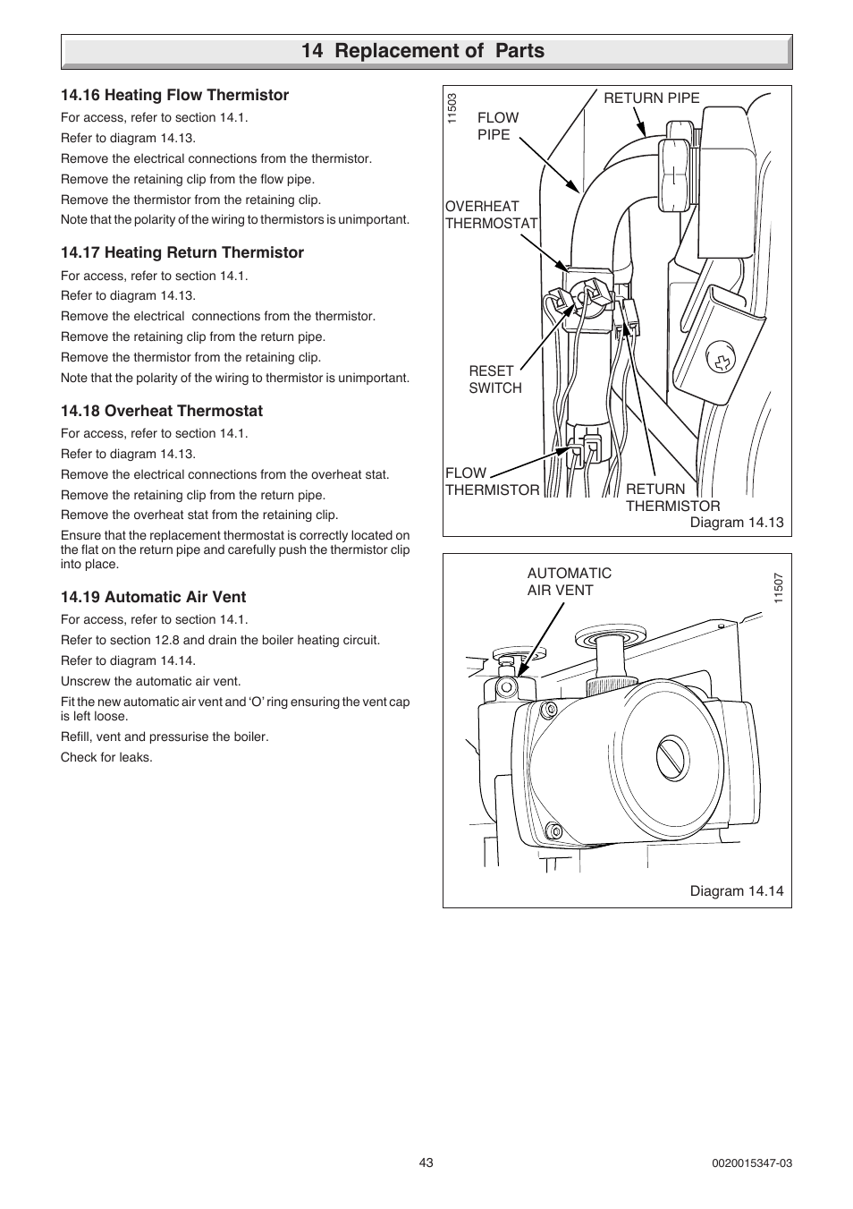 14 replacement of parts | Glow-worm sxi and Gas Valve User Manual | Page 43 / 52