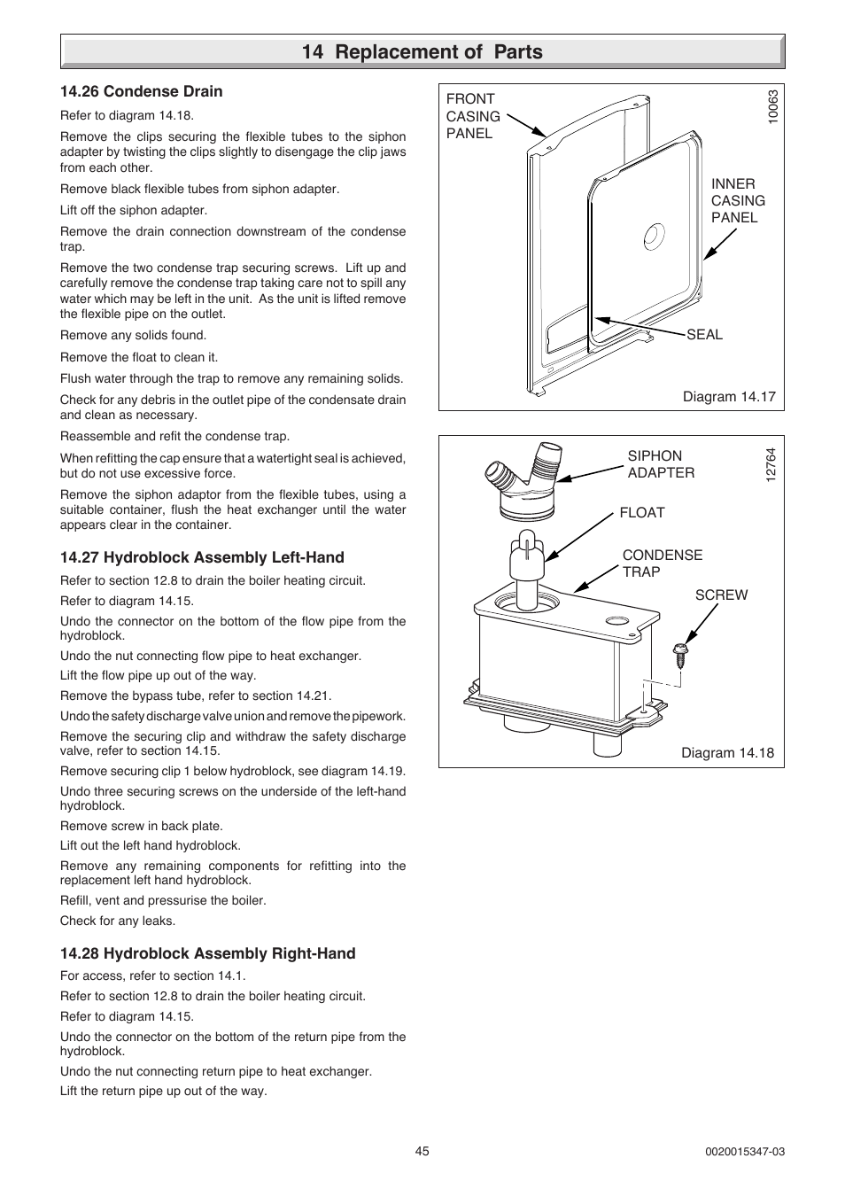 14 replacement of parts | Glow-worm sxi and Gas Valve User Manual | Page 45 / 52