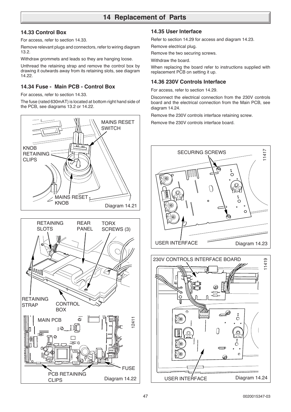 14 replacement of parts | Glow-worm sxi and Gas Valve User Manual | Page 47 / 52