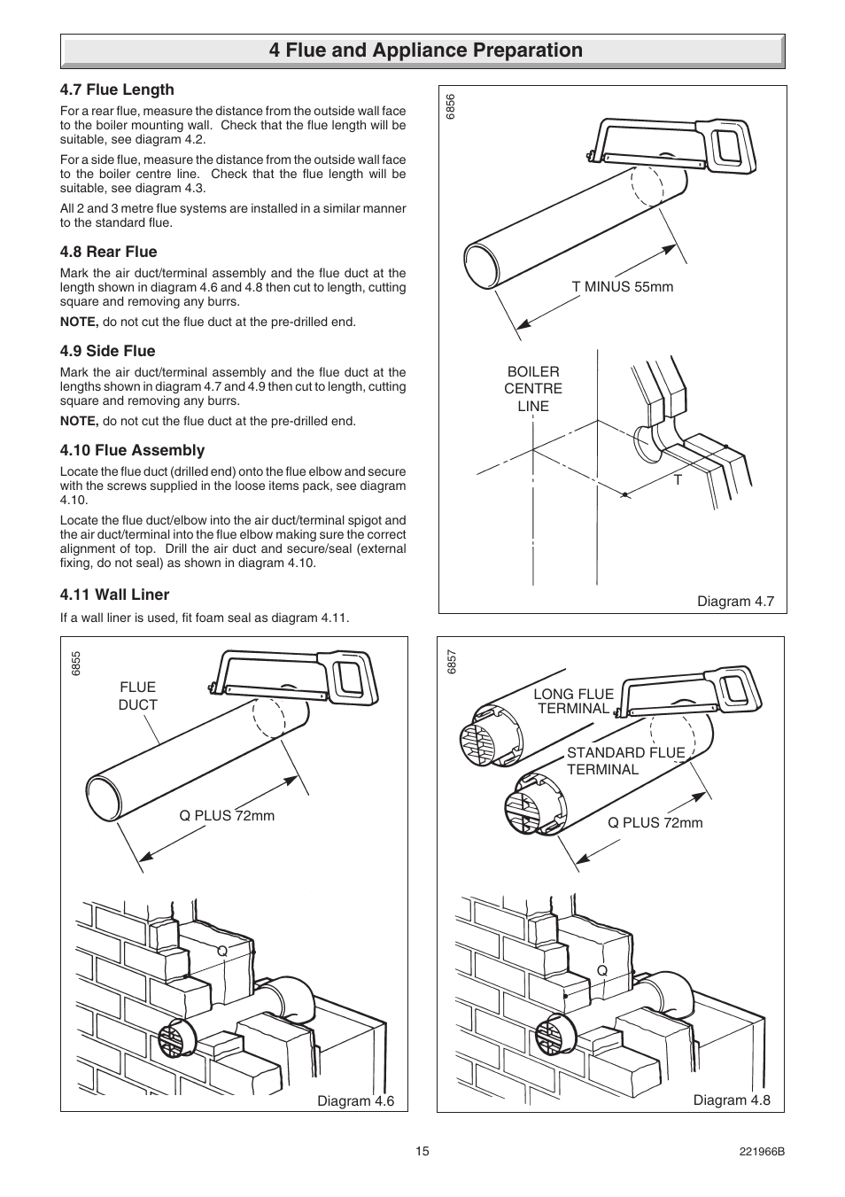 4 flue and appliance preparation | Glow-worm Ultimate 100FF User Manual | Page 15 / 36