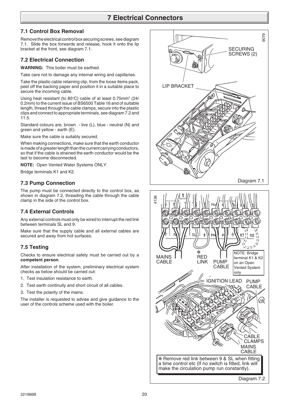 7 electrical connectors | Glow-worm Ultimate 100FF User Manual | Page 20 / 36