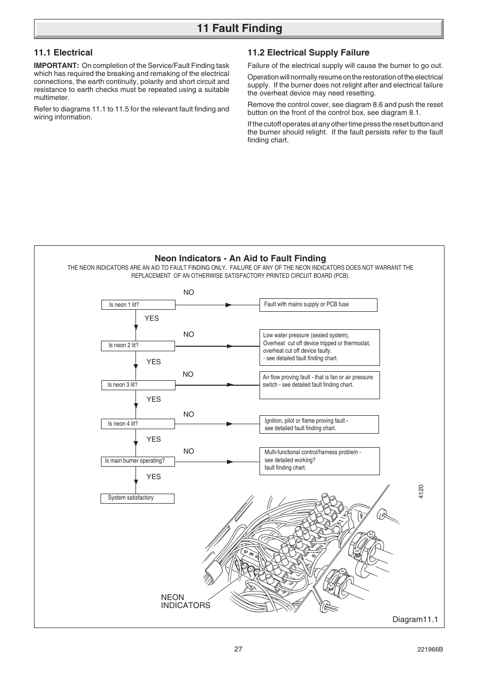11 fault finding | Glow-worm Ultimate 100FF User Manual | Page 27 / 36