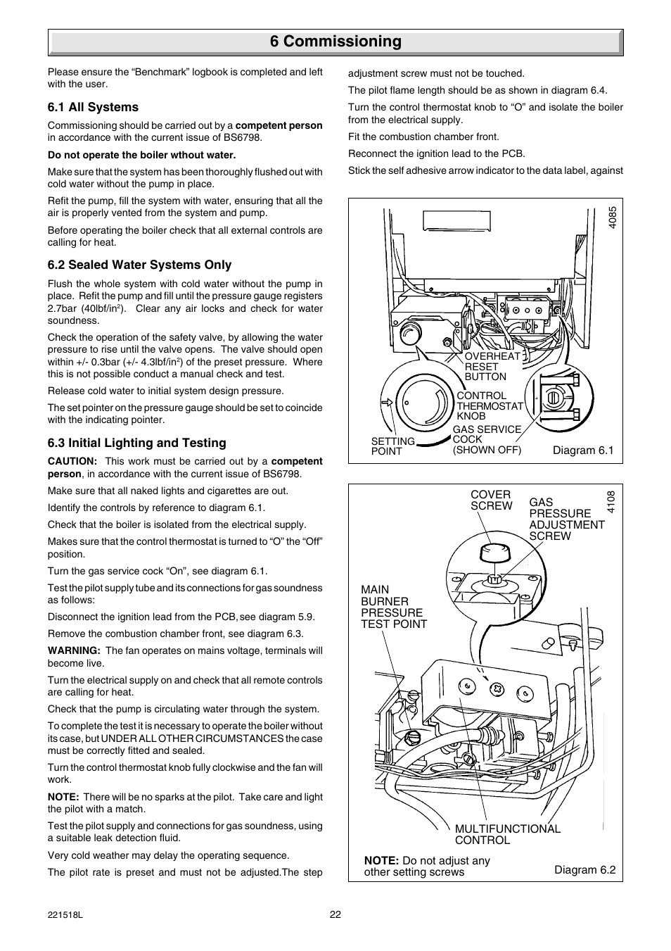 6 commissioning | Glow-worm Ultimate 30FF User Manual | Page 22 / 40