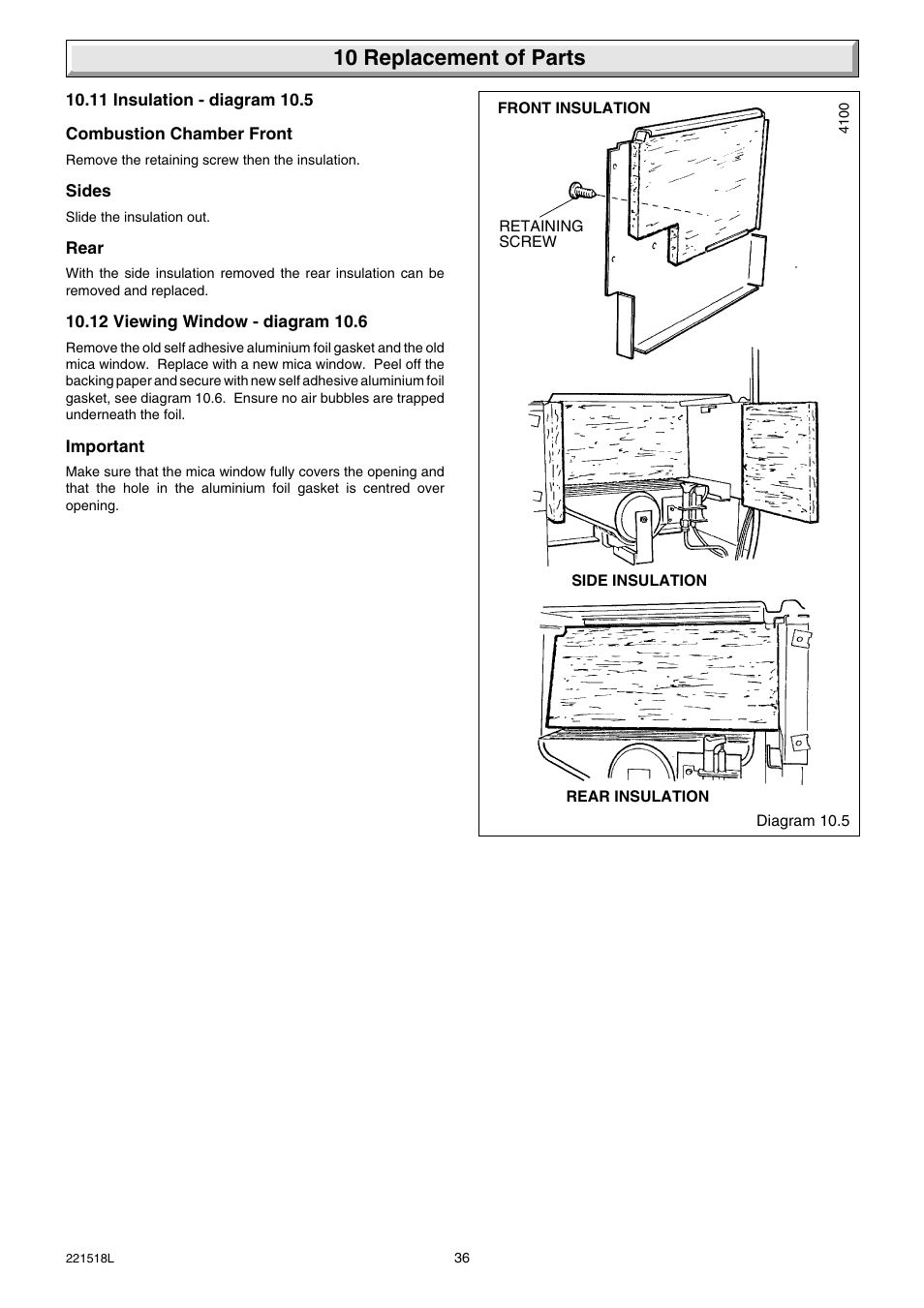 10 replacement of parts | Glow-worm Ultimate 30FF User Manual | Page 36 / 40