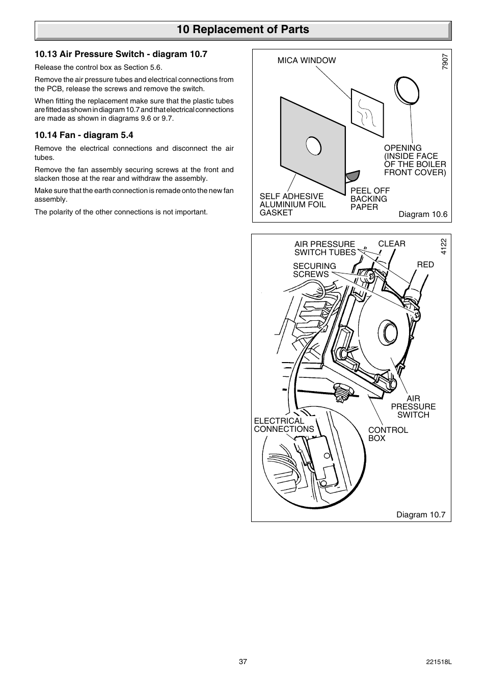 10 replacement of parts | Glow-worm Ultimate 30FF User Manual | Page 37 / 40