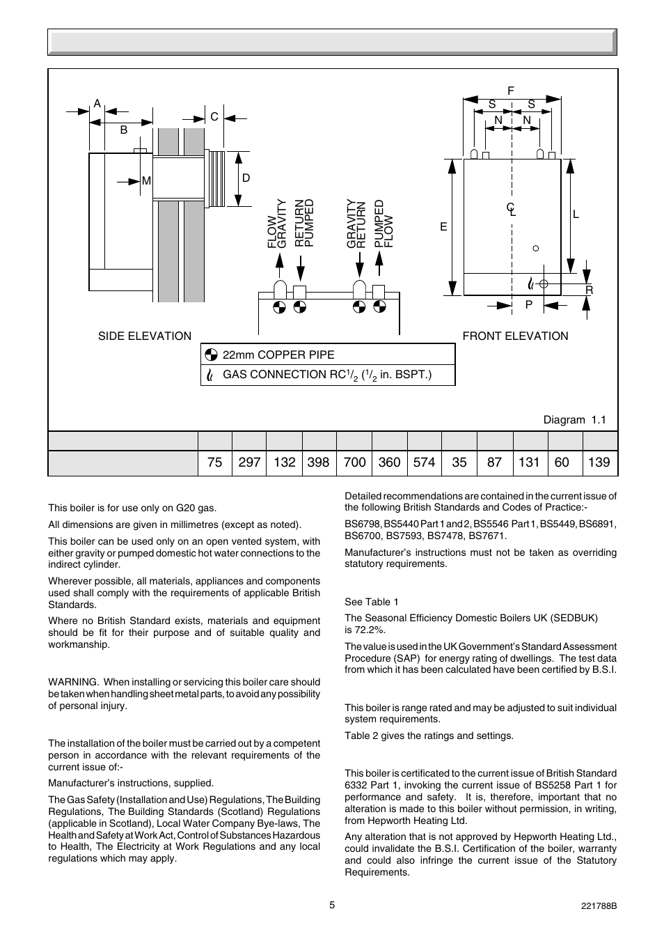 1 general data | Glow-worm Ultimate 30BF User Manual | Page 5 / 28