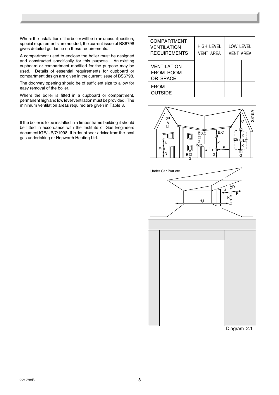 2 flue and ventilation, 5 boilers in a compartment, 6 timber frame building | Glow-worm Ultimate 30BF User Manual | Page 8 / 28