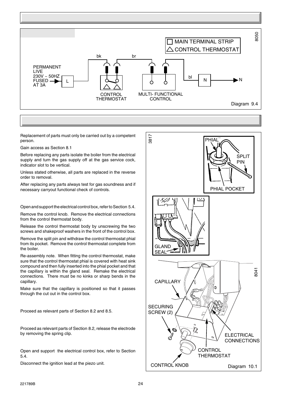 9 fault finding, 10 replacement of parts | Glow-worm Ultimate 40BF User Manual | Page 24 / 28
