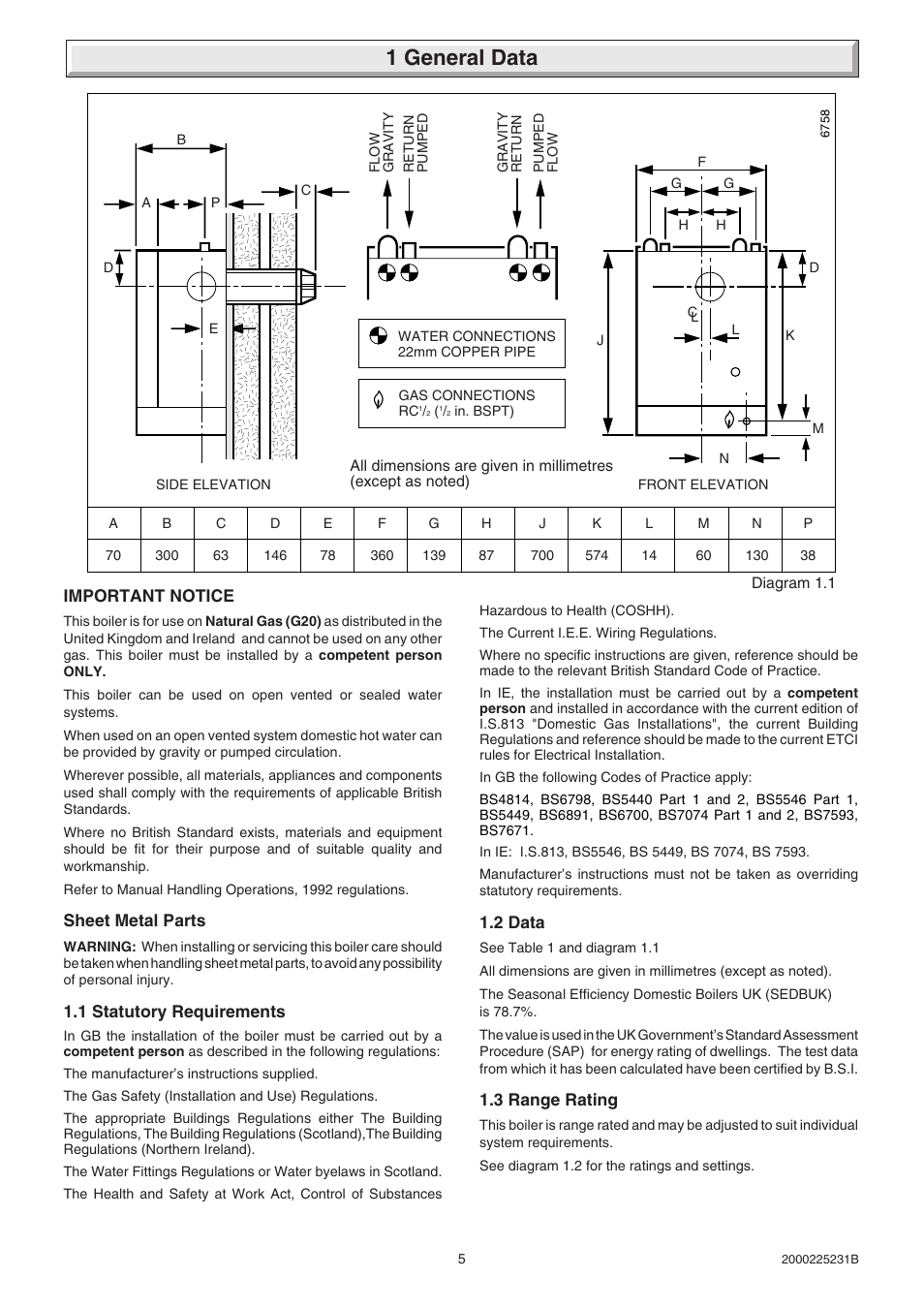 1 general data | Glow-worm Ultimate 40FF User Manual | Page 5 / 40