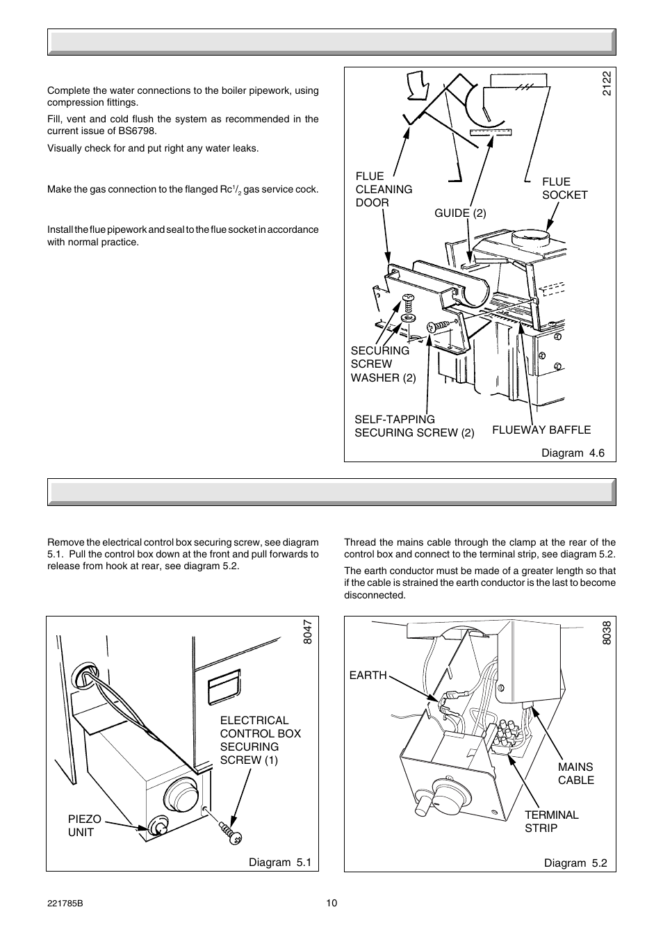 4 installation, 5 electrical connection | Glow-worm Ultimate 40CF User Manual | Page 10 / 20