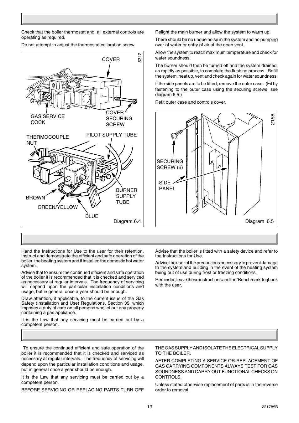 6 commissioning, 7 user information, 8 servicing and replacement of parts | Glow-worm Ultimate 40CF User Manual | Page 13 / 20