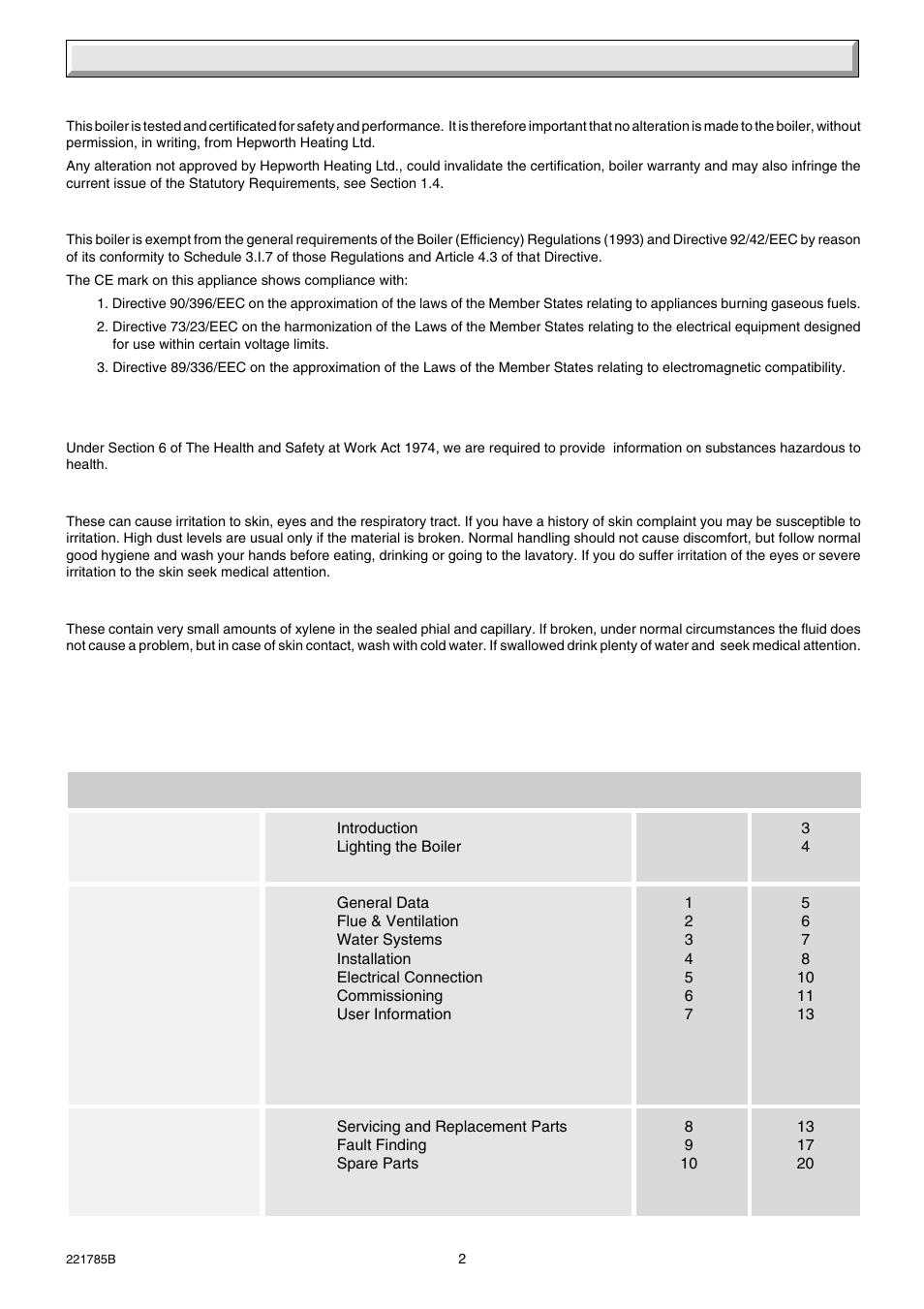 Important information | Glow-worm Ultimate 40CF User Manual | Page 2 / 20