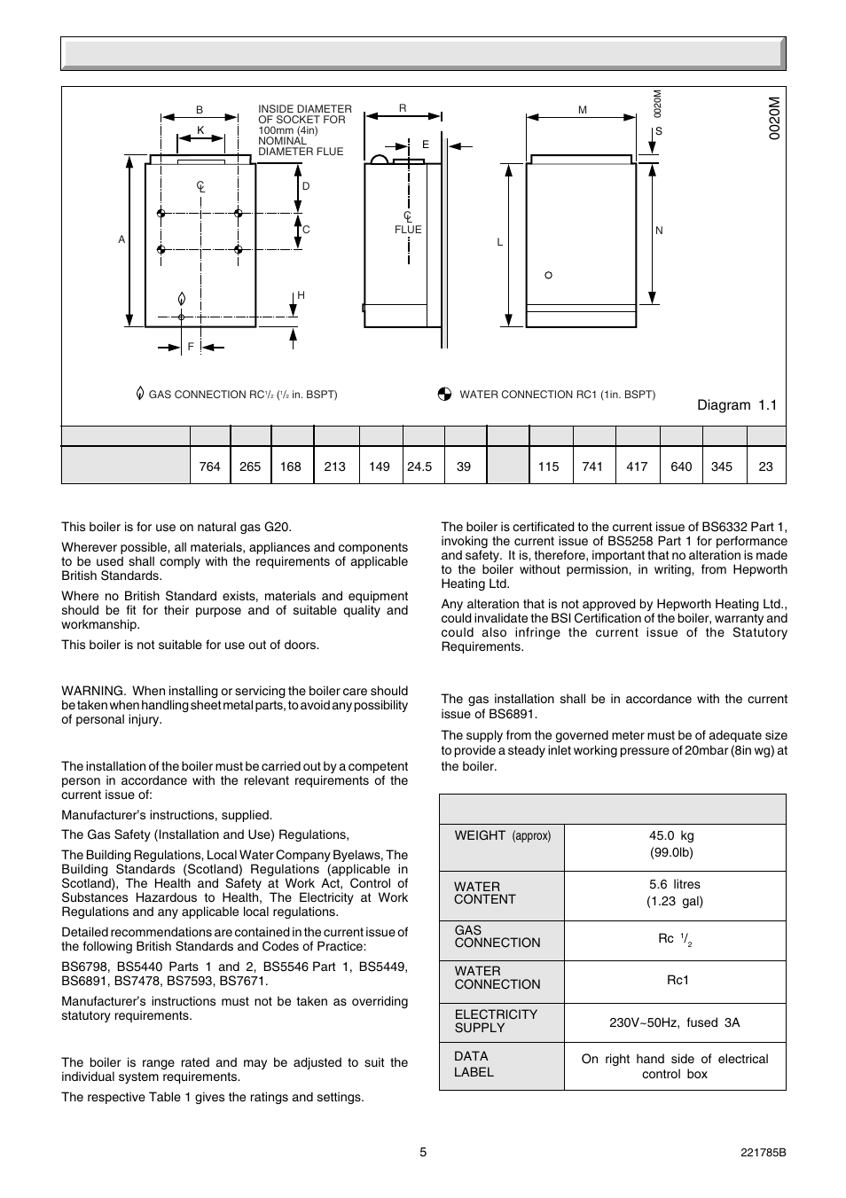 Sheet metal parts, 1 statutory requirements, 3 range rating | 4 bsi certification, 5 gas supply, 2 data | Glow-worm Ultimate 40CF User Manual | Page 5 / 20