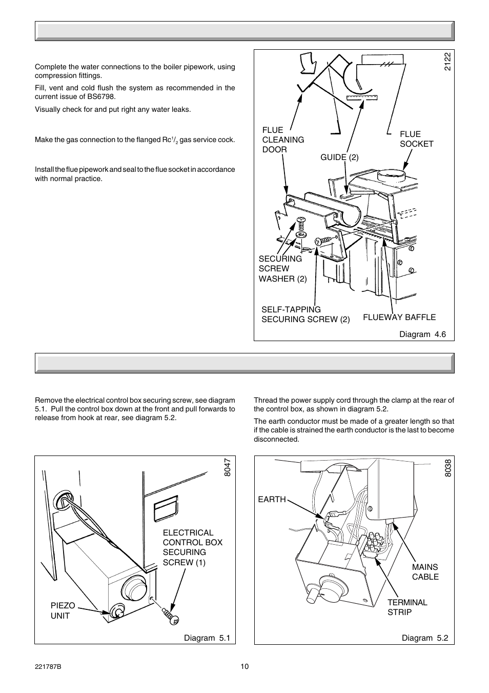 4 installation, 5 electrical connection | Glow-worm Ultimate 50CF User Manual | Page 10 / 20