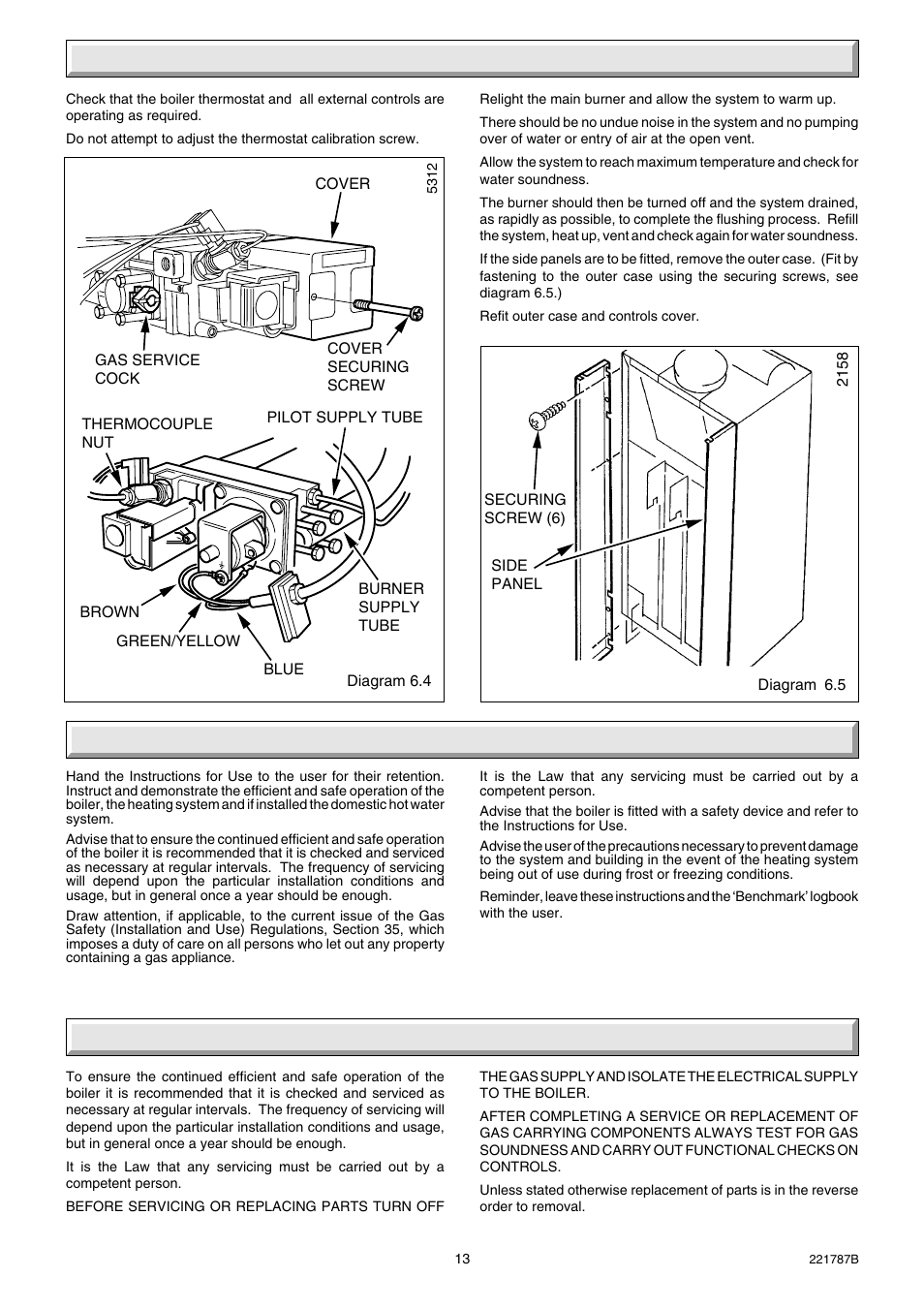 6 commissioning, 7 user information, 8 servicing and replacement of parts | Glow-worm Ultimate 50CF User Manual | Page 13 / 20