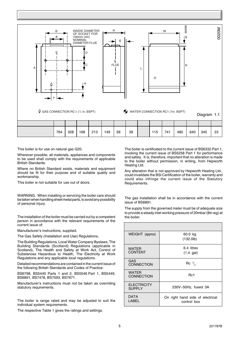 1 general data, Sheet metal parts, 1 statutory requirements | 3 range rating, 4 bsi certification, 5 gas supply, 2 data | Glow-worm Ultimate 50CF User Manual | Page 5 / 20