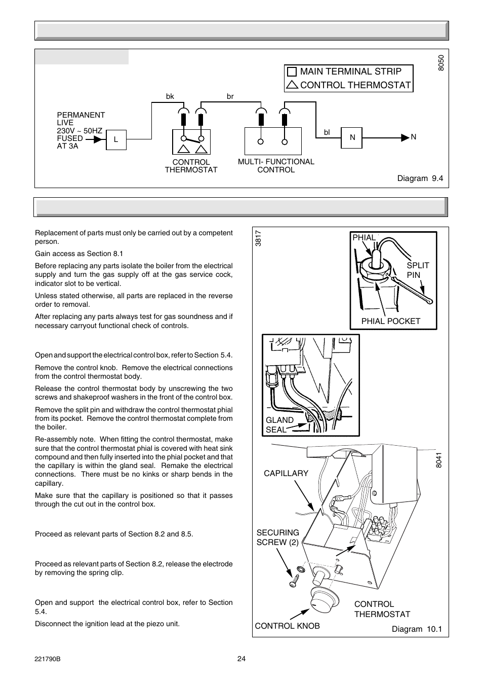 9 fault finding, 10 replacement of parts | Glow-worm Ultimate 50BF User Manual | Page 24 / 28